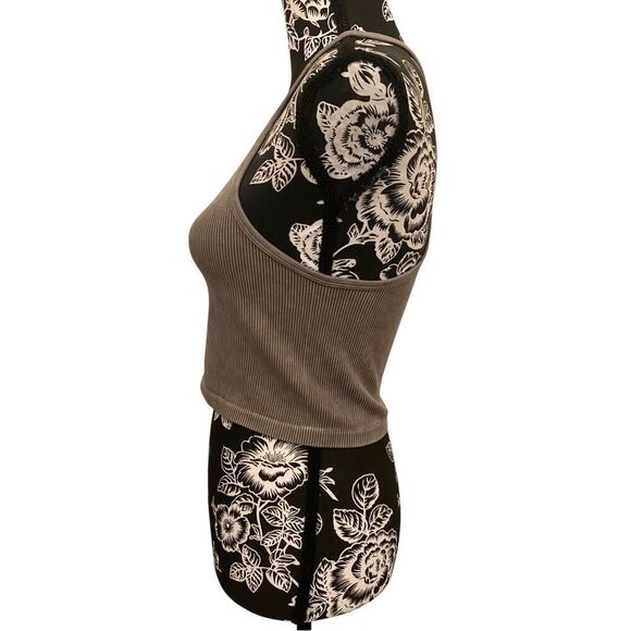 AS Revival Ribbed Racerback Cropped Cami Tank Top Crop Workout Sleepwear - Picture 3 of 12